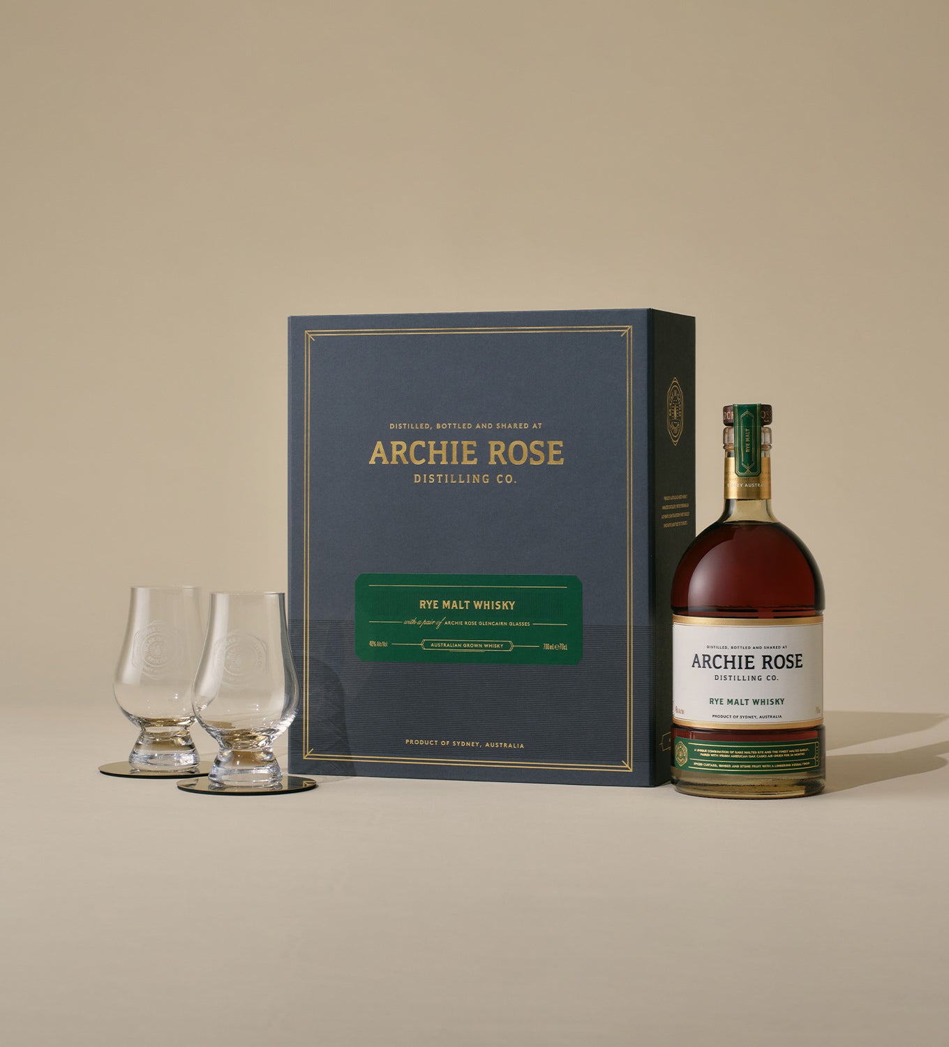 Rye Malt Whisky & 2 Glencairns Glasses Gift Pack